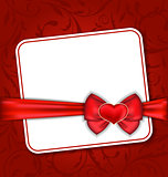 Beautiful card for Valentine Day with red heart and bow