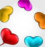 Colourful hearts balloons isolated on white background