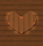 Heart for Valentine Day on wooden texture