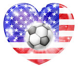 American soccer heart flag