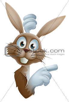 Cartoon Easter rabbit pointing
