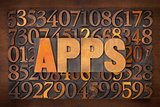 apps (applications) word in wood type
