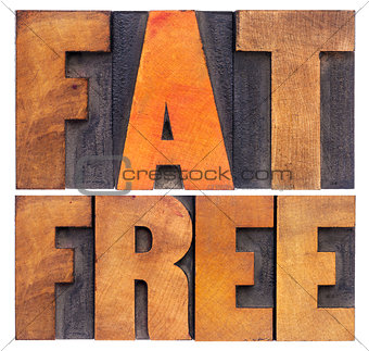 fat  free words in wood type