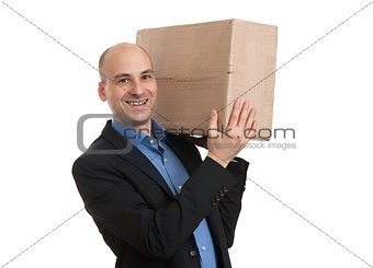 businessman holds the parcel