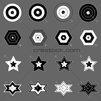 Create target and arrow icons on gray background