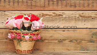 Paper flower in a basket