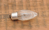 old burned out light bulb on wood background