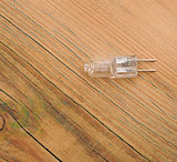 halogen bulb on wooden table