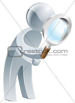 Magnifying glass silver man
