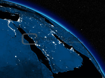 Night over Arabian peninsula