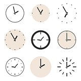 Clock vector icon set isolated on white background