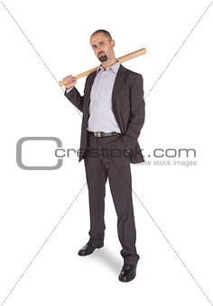 Angry looking man with bat