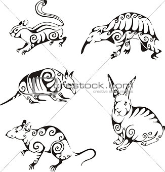 animals in tribal style