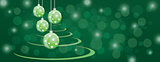 Green bauble balls christmas panoramic background