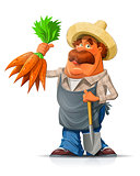 Gardener with carrot and shovel