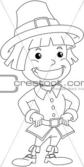 Settler Boy For Thanksgiving Coloring Page