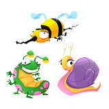 Two funny insects and one snail.