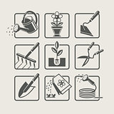 Garden tools. Icons set