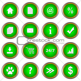 Set of green buttons