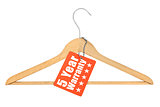 coat hanger with warranty tag