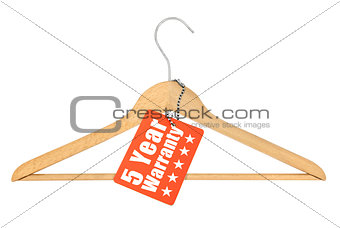 coat hanger with warranty tag