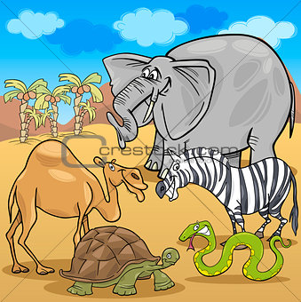 african safari animals cartoon illustration