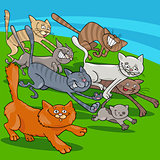 running cats cartoon illustration