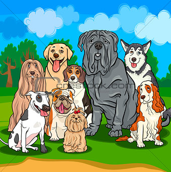 purebred dogs cartoon illustration