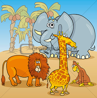 cute african animals cartoon illustration
