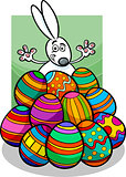 easter bunny and eggs cartoon illustration
