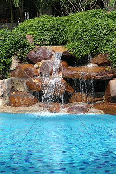 waterfall in the pool