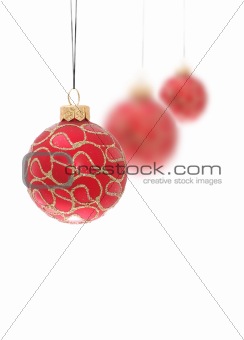 three red christmas balls