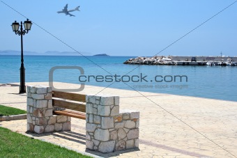 Bench by the Sea and Airplane 