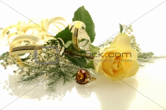 yellow rose with a ring