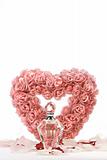 Heart of roses with crystal bottle