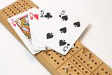 Cribbage board and cards