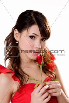 gorgeous girl with a red rose