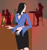 Lady standing in a restaurant