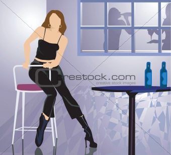 lady sitting alone in a party  with drink in table