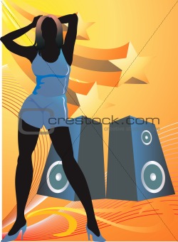 lady dancing with music near a loud speaker