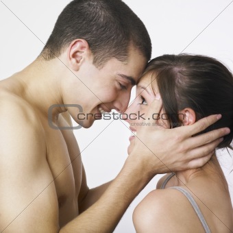 Young couple kiss