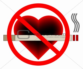 No smoking sign vector with a heart in the background