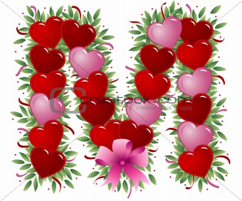 Letter M - Valentine heart letter