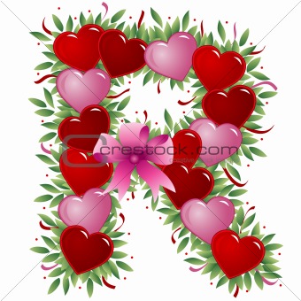 Letter R - Valentine heart letter