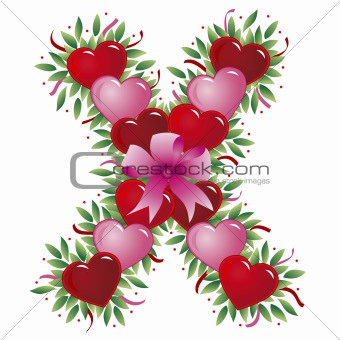Letter X - Valentine heart letter