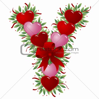 Letter Y - Valentine heart letter
