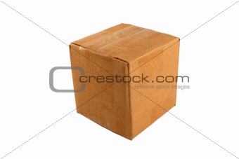 Isolated closed cardboard box