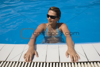 Woman on pool