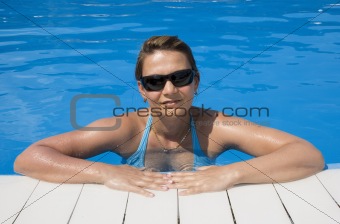 Woman on pool