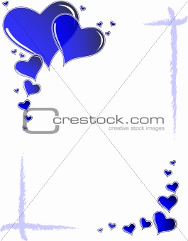 Blue hearts frame